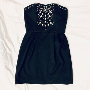 Club Monaco Rhinestone Strapless Black Dress